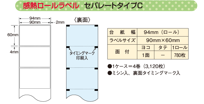 感熱ロールラベルセパレイトタイプC